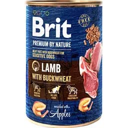 Вологий корм Brit Premium by Nature для собак ягня з гречкою 400 г
