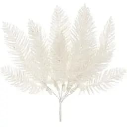 Искусственная ветка 24см Флористический материал для декора с глитером Белый