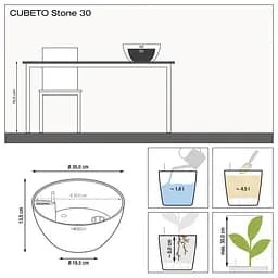 Вазон Lechuza Cubeto Stone, 4.5 л, кварцовий білий (13837) - мініатюра 3