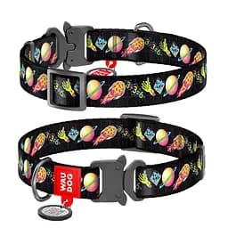 Нашийник для собак нейлоновий Waudog Nylon з QR-паспортом "Рік та Морті 3" металева пряжка-фастекс XXL Ш 35 мм Д