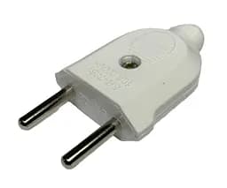 Вилка без заземлення біла пряма розбірна плоска 6/10A ABS-пластик (13700) 250V