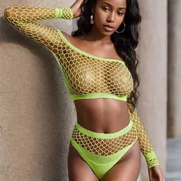 Комплект з топом та трусиками у сітку ХS-L Жовтий