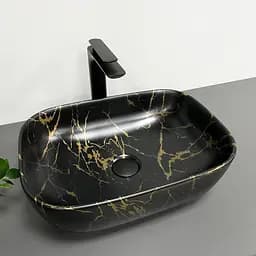 Умивальник VBI Ravenna marble black matt накладний VBI-011209, Чорний матовий - мініатюра 2