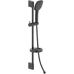 Душовий гарнітур Volle Cascada B55 лійка 100x247мм, 3 режими, штанга 72 см, шланг PVC 150 см, мильниця de la noche 1586.170604, Чорний матовий