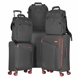 2E Набір валіз 2E, Trek, (L+M+S), TSA, 4 колеса, + 3 рюкзаки Cabin (2E-BPET-CABIN-BK), поліестр, сірий
