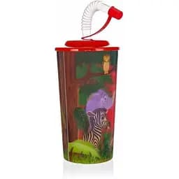 Склянка з кришкою та трубочкою Banquet Zoo 470 мл