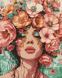 Набір з алмазною мозаїкою Дівчина у квітах AMO8029, 40x50 см