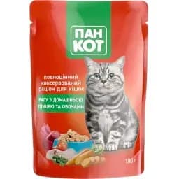 Влажный корм для кошек Пан Кот домашняя птица 100 г (4820111141012)