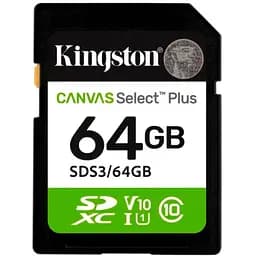 Карта пам'яті SDXC 64GB UHS-I Class 10 Kingston Canvas Select Plus R100MB/s (SDS3/64GB)