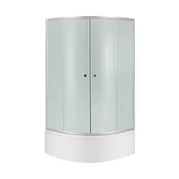 Душевая кабина Latwa SC80x80.SAT.HIGH.FR полукруглая, стекло Frost 4 мм + Душевой поддон Kapielka ST80x80x41, с панелью Lidz, Универсальная, матовая