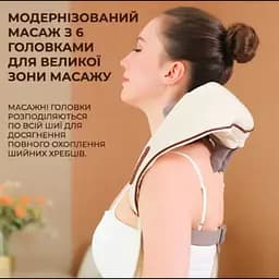 Вібромасажер акумуляторний для шиї та спини, електро масажер з підігрівом для комірної зони JBY-820 - мініатюра 2