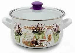 Кастрюля эмалированная Infinity Лаванда, со стеклянной крышкой, 24 см, 6 л, белый (6367458)