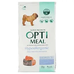 Гипоаллергенный полнорационный сухой корм для взрослых собак средних и крупных пород Optimeal, лосось,1,5 кг (B1721701)