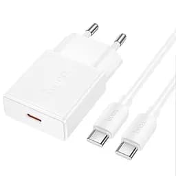 СЗУ Hoco N72 Speed ​​ultra-thin PD20W (1USB-C) + кабель Type-C to Type-C White