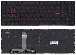 Клавіатура для ноутбука Lenovo Legion (Y520, Y520-15IKB) Black з підсвічуванням (Red Light), (No Frame)