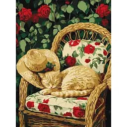 Картина за номерами "Кіт у саду" Ідейка KHO6712, 30х40 см