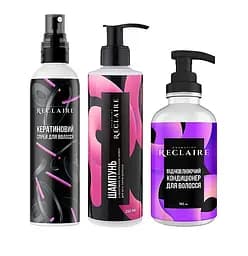 Комплекс для відновлення волосся Шампунь з кератином + кондиціонер + Спрей Reclaire 650 мл