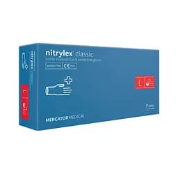 Перчатки Меркатор Медикаль Nitrilex Basic нитриловые нестерильные неприпудренные синие 100шт/уп L 