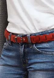 Женский кожаный бохо-ремень коралловый