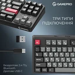 Клавіатура GamePro Asgard Ragnar Keychron Super Red Switch Wireless/Bluetooth/USB Black бездротова (MK285BK) - мініатюра 8