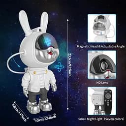 Нічник-проектор зоряного неба GALAXY NIGHTLIGHT PROJECTOR Світильник Заєць-космонавт з пультом 8 режимів - мініатюра 9