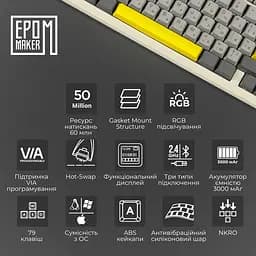 Клавіатура Epomaker TH80 PRO V2 Wisteria Tactile White механічна бездротова (TH80-PROV2-W-WT) - мініатюра 17