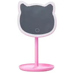 Дзеркало косметичне Salon Professional настільне у формі котика з LED підсвіткою 40 діодів