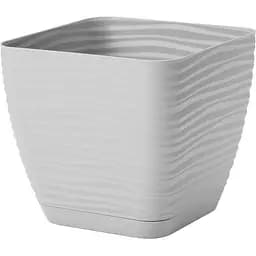 Горщик для квітів Form-Plastic Sahara mini квадро-19 з підставкою 4.2 л сірий (3640-055)