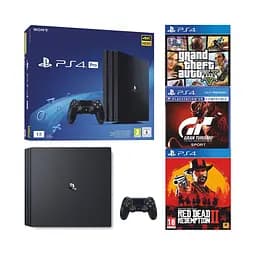 Консоль Sony PlayStation 4 PRO 1TB CUH 72 Black обслугована + Геймпад бездротовий DualShock 4 + коробка + 3 гри + гарантія Б/В