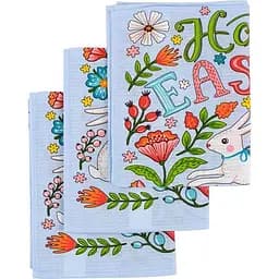 Набір кухонних рушників Руно Великодні Зайчики 60х45 см 3 шт. блакитний (710Т_ Великодні Зайчики з писанкою блакитний)