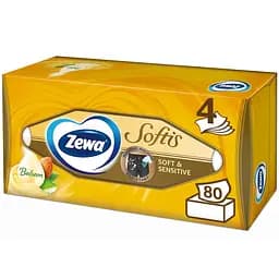 Серветки косметичні Zewa Softis чотиришарові 80 шт.