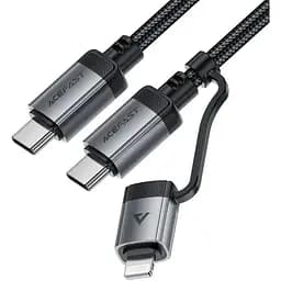 Кабель Acefast C20-01 USB-C to USB-C / Lightning алюминиевый сплав разъемы зарядный кабель для передачи данных черный