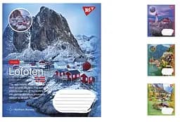 Зошити учнівські 60 аркушів клітинка. YES Northern travel, зошит дя записів 10 шт. в упаковці
