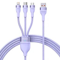 Кабель Baseus Flash Series Ⅱ 3-in-1 Cable USB to MicroUSB+Lightning+Type-C 100W 1.2m CASS030005 Purple
