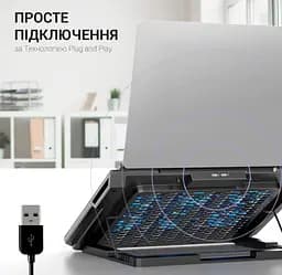 Охолоджувальна підставка для ноутбука до 18 дюймів GamePro GPCP-890 RGB 2xUSB 6xfans - мініатюра 6