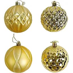 Набор новогодних украшений 24 текстурные игрушки на елку, золотого цвета (161623)