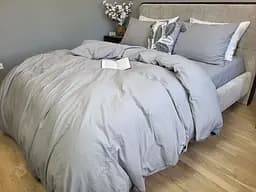 Комплект постельного белья LUXURY Washed из вареного хлопка серый Gray - двуспальный