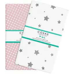 Набір простирадл на резинці Cosas Dots & Star 60х120х12 см (SetSheet_DropPink_StarGrey_120x60) - мініатюра 4