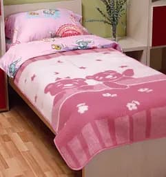 Ковдра жаккардова вовняна Люкс Vladi Умка 100х140 біло-рожевий