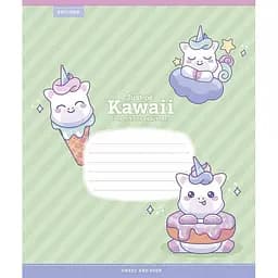 Зошит учнівський "Just be Kawaii" 012-3408C-5 у косу лінію, 12 аркушів