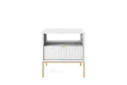 Тумба приліжкова Perfect Home Нова / Nova з 1 шухлядою і золотими ніжками S54 Білий (PFH-091261) - мініатюра 2