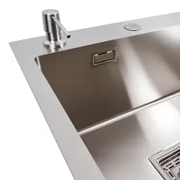 Кухонна мийка Platinum Handmade 78x50С R з нержавіючої сталі 3.0 мм квадратний сифон 78x50x22 см сатин - мініатюра 4
