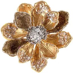 Елочное украшение Магнолия 13 см золотая (66-184)