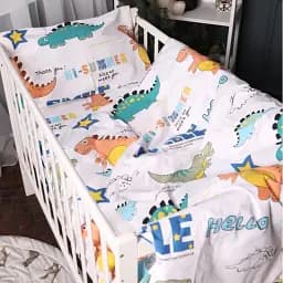 Підковдра MirSon Бязь 17-0697 Colorful Dinosaurs 143х210 біла (2200010458794) - мініатюра 2