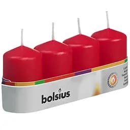 Свічки Bolsius стовпчик 6 х 4 см червоні 4 шт. (566741)