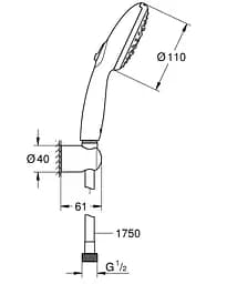 Душовий гарнітур Grohe Tempesta 3 режими струменя 110 27849003, Хром - мініатюра 4