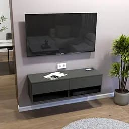 Тумба под телевизор навесная FH-Istad с ящиками и открытыми полками 1200х360х380 мм Антрацит