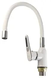 F4049 Змішувач для кухні гнучкий гусак U гайка білий/хром Ø35 Frap 1/10 Білий