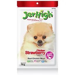 Ласощі для собак Jerhigh палички з курятиною та смаком полуниці 70 г 