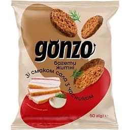 Сухарики житні Gonzo зі смаком сала з часником 50 г